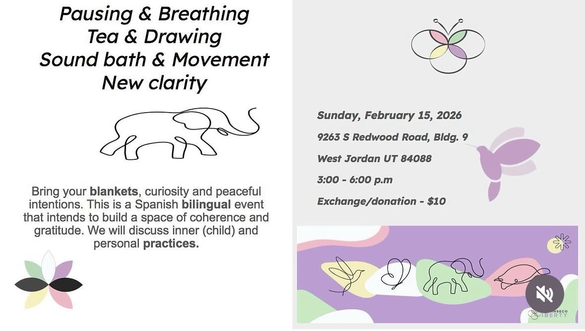 Pausing & Breathing bilingual event flyer